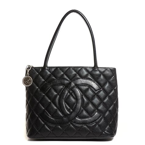 chanel black quilted caviar medallion tote|CHANEL Caviar Quilted Medallion Tote Black .